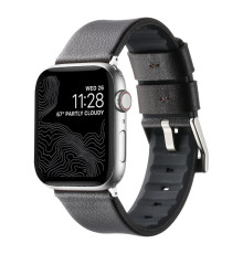 Ремінець для Apple Watch Leather+Silicone 42/44/45/49 mm Колір Coffe Silver 2020000478218 ma37203_3610737