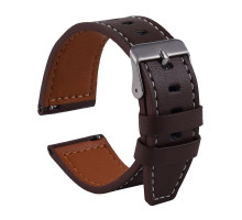 Ремешок Универс 22mm Leather strap with straight tip для Samsung/Amazfit/Huawei Колір Dark Brown 2020000413417