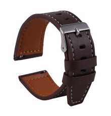 Ремешок Универс 22mm Leather strap with straight tip для Samsung/Amazfit/Huawei Колір Dark Brown 2020000413417