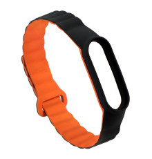 Ремінець для Xiaomi Mi Band 3 / 4 / 5 / 6 / 7 Silicone Link Колір black/orange 2020000373438