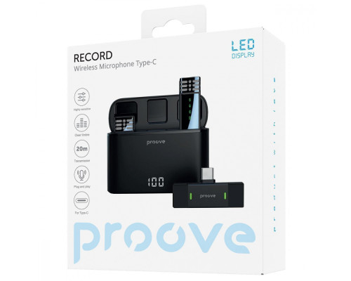Бездротовий петличний мікрофон Proove Record Type-C black 2001001859954 6901113767993