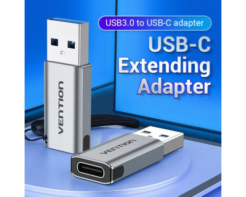 Адаптер Vention USB 3.0 Male to USB-C Female Adapter Gray Aluminum Alloy Type (CDPH0) (CDPH0)
