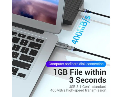 Адаптер Vention USB 3.0 Male to USB-C Female Adapter Gray Aluminum Alloy Type (CDPH0) (CDPH0)