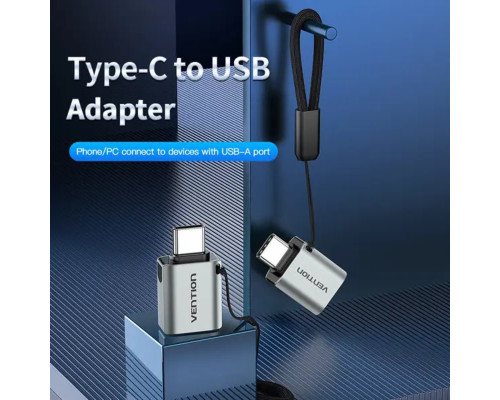 Кабель Vention USB-C Male to USB 3.0 Female OTG Adapter Gray Aluminum Alloy Type (CDQH0) (CDQH0)