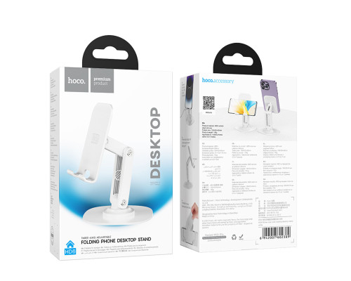 Тримач для мобільного HD6 Winner dual-axis rotating desktop stand White (6942007602389)