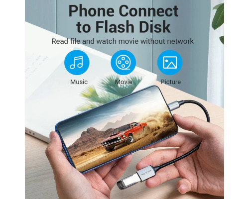 Кабель-перехiдник Vention USB 3.0 C Male to A Female OTG Cable 0.15M Gray Aluminum Alloy Type (CCXHB) (CCXHB)