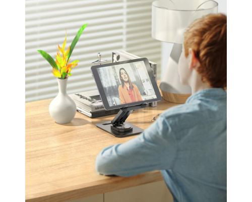 Тримач для мобільного HOCO PH48 Fun dual axis 360 rotating tablet desktop holder Black (6931474770752)