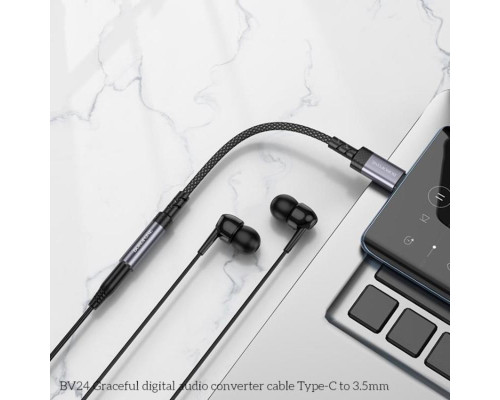 Перехідник BOROFONE BV24 Graceful digital audio converter cable Type-C to 3.5mm Metal Grey (6941991118999)