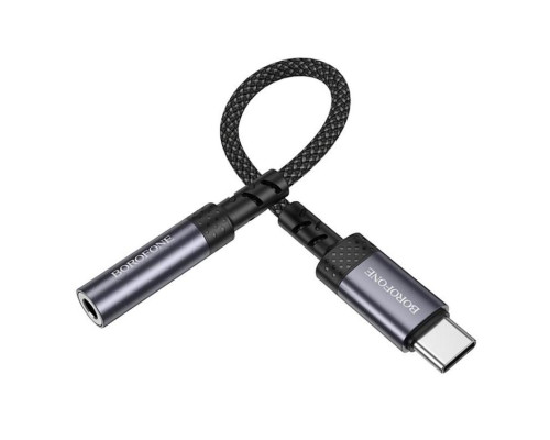 Перехідник BOROFONE BV24 Graceful digital audio converter cable Type-C to 3.5mm Metal Grey (6941991118999)