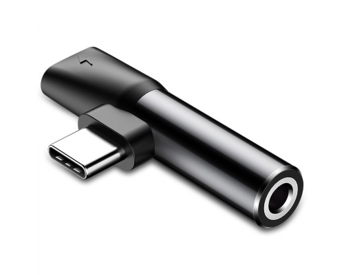 Кабель-перехiдник Baseus L41 Type-C(input) for Type-C female connectors+3.5 mm female Black (CATL41-01)