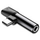 Кабель-перехiдник Baseus L41 Type-C(input) for Type-C female connectors+3.5 mm female Black (CATL41-01)