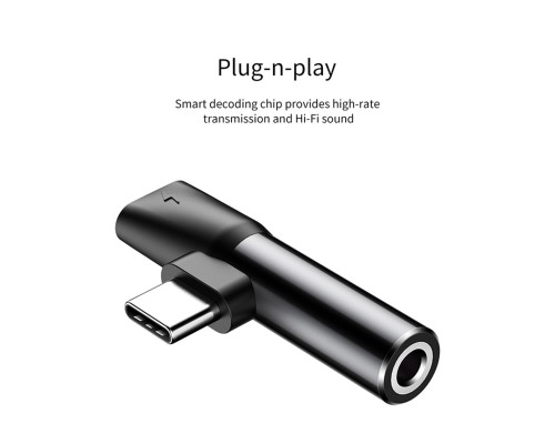 Кабель-перехiдник Baseus L41 Type-C(input) for Type-C female connectors+3.5 mm female Black (CATL41-01)