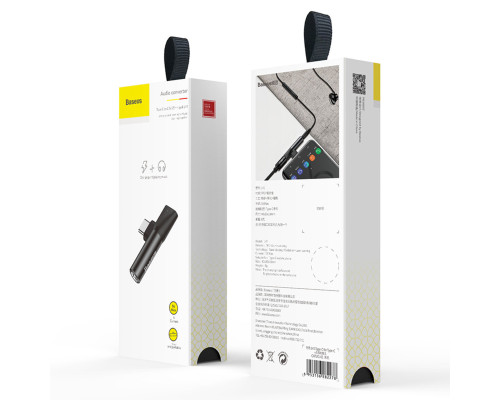 Кабель-перехiдник Baseus L41 Type-C(input) for Type-C female connectors+3.5 mm female Black (CATL41-01)