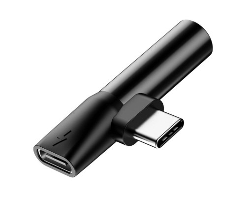 Кабель-перехiдник Baseus L41 Type-C(input) for Type-C female connectors+3.5 mm female Black (CATL41-01)
