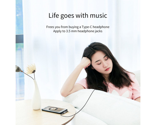 Кабель-перехiдник Baseus L41 Type-C(input) for Type-C female connectors+3.5 mm female Black (CATL41-01)