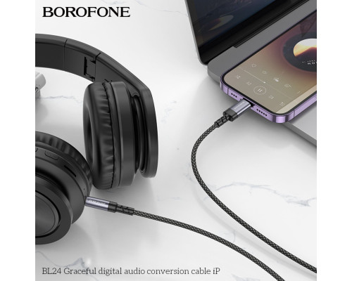 Перехідник BOROFONE BL24 Graceful digital audio conversion cable iP Metal Grey (6941991118975)