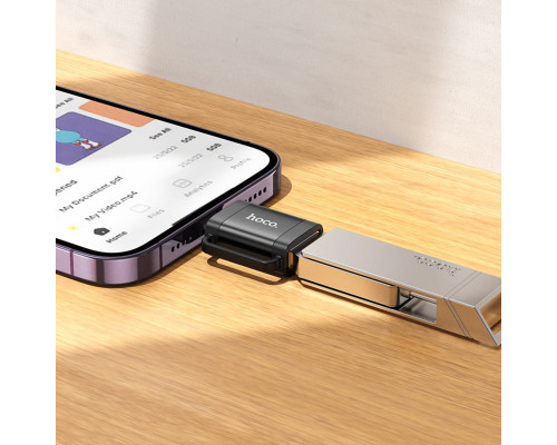 Адаптер HOCO UA31A iP male to USB female OTG adapter Black (6942007628082)