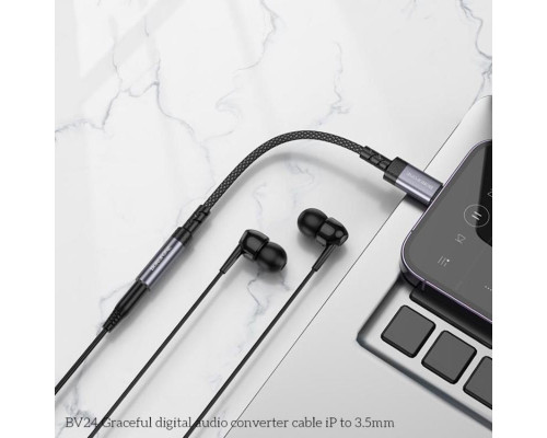 Перехідник BOROFONE BV24 Graceful digital audio converter cable iP to 3.5mm Metal Grey (6941991120398)