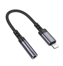Перехідник BOROFONE BV24 Graceful digital audio converter cable iP to 3.5mm Metal Grey (6941991120398)