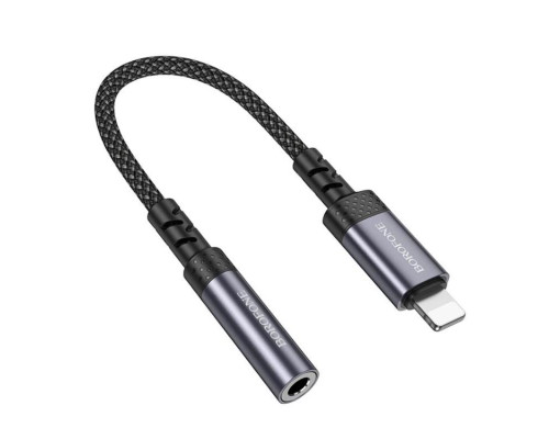 Перехідник BOROFONE BV24 Graceful digital audio converter cable iP to 3.5mm Metal Grey (6941991120398)