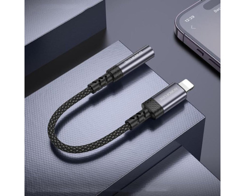 Перехідник BOROFONE BV24 Graceful digital audio converter cable iP to 3.5mm Metal Grey (6941991120398)