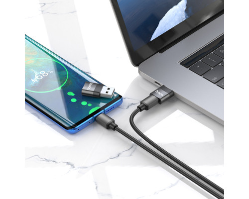 Адаптер HOCO UA17 USB Male to Type-C female USB2.0 adapter Black (6931474762009)