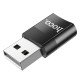 Адаптер HOCO UA17 USB Male to Type-C female USB2.0 adapter Black (6931474762009)
