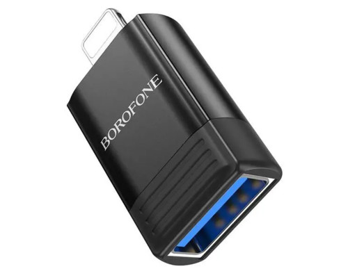 Адаптер BOROFONE BV18 iP male to USB female USB2.0 adapter Black (6941991103988)
