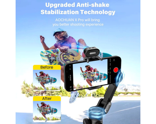 Триосьовий стабілізатор AOCHUAN Professional Gimbal Stabilizer for Smartphone SMART X Pro AI Black (AOCHUAN-SMARTXPROAI-B)