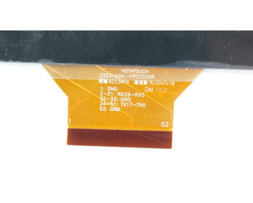 Тачскрін (сенсорне скло) для HOTATOUCH C233142A1-FPC701DR, 8, зовнішній розмір 194*149 мм, робочий розмір 161*122 мм, 52 pin, чорний NBB-52034