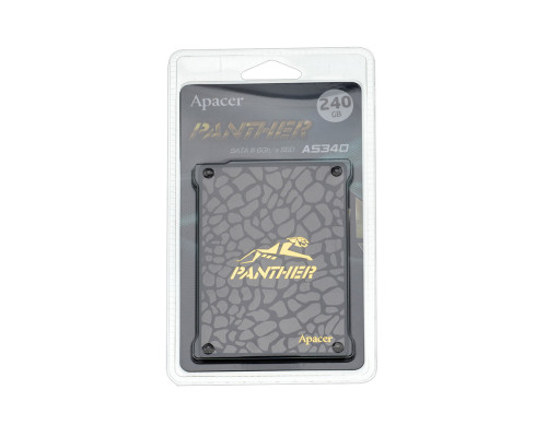 Жорсткий диск 2.5 SSD 240Gb Apacer AS340 Panther Series, AP240GAS340G-1, TLC, SATA-III 6Gb/s, зап/чит. - 520/550мб/с NBB-65707