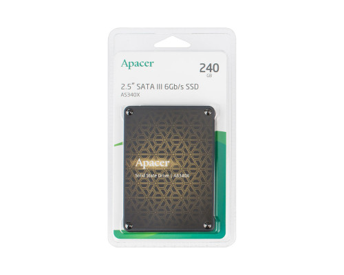 Жорсткий диск 2.5 SSD 240Gb Apacer AS340X Series, AP240GAS340XC-1, TLC, SATA-III 6Gb/s, зап/чит. - 520/550мб/с NBB-117054