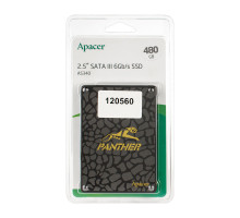 Жорсткий диск 2.5 SSD 480Gb Apacer AS340 Panther Series, AP480GAS340G-1, TLC, SATA-III 6Gb/s, зап/чит. - 520/550мб/с NBB-120560