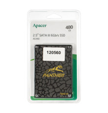 Жорсткий диск 2.5 SSD 480Gb Apacer AS340 Panther Series, AP480GAS340G-1, TLC, SATA-III 6Gb/s, зап/чит. - 520/550мб/с