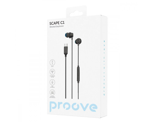 Провідні навушники Proove Scape C1 (Type-C) black 2001001847388 6901111291919