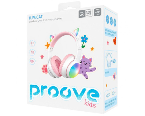 Бездротові навушники Proove Kids LumiCat (APP) white/pink 2003000310955 6901113340875