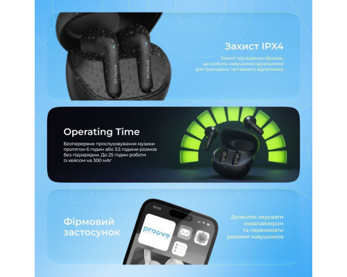 Бездротові навушники Proove Logic TWS (APP) pearl white 2003000268546 6901116832384