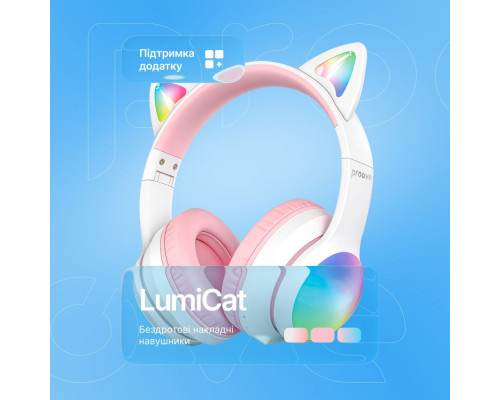 Бездротові навушники Proove Kids LumiCat (APP) white/pink 2003000310955 6901113340875