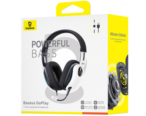 Дротові навушники Baseus GoPlay 1+ Max Gaming white 2003000229622 6932172678685