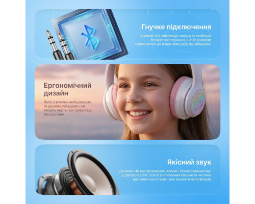 Бездротові навушники Proove Kids Neko (APP) white/pink 2003000310962 6901116481513