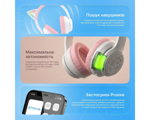 Бездротові навушники Proove Kids Neko (APP) white/pink 2003000310962 6901116481513
