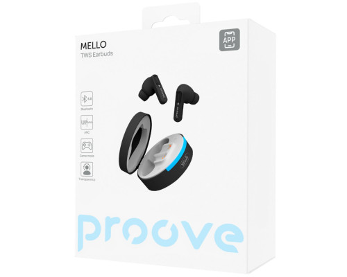 Бездротові навушники Proove Mello TWS with ANC (APP) black 2003000297034 6901117299032
