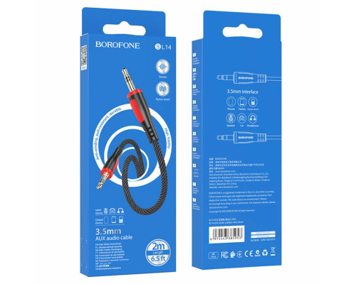 Аудiо-кабель BOROFONE BL14 AUX audio cable(L=2M) Black