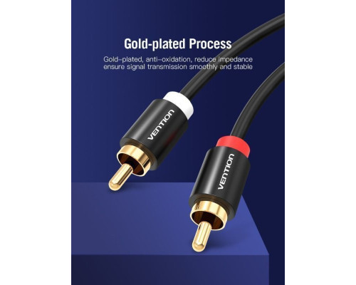 Кабель Vention 2RCA Male to Male Audio Cable 1.5M Black Metal Type (VAB-R06-B150)