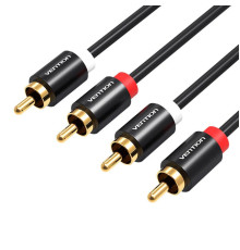 Кабель Vention 2RCA Male to Male Audio Cable 1.5M Black Metal Type (VAB-R06-B150)