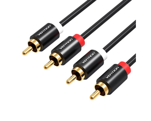 Кабель Vention 2RCA Male to Male Audio Cable 1.5M Black Metal Type (VAB-R06-B150)