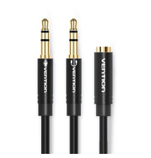 Кабель Vention 2*3.5mm Male to 4 Pole 3.5mm Female Audio Cable 0.3M Black ABS Type (BBTBY) (BBTBY)