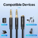 Кабель Vention 2*3.5mm Male to 4 Pole 3.5mm Female Audio Cable 0.3M Black ABS Type (BBTBY) (BBTBY)