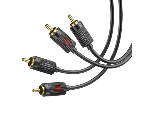 Аудiокабель HOCO UPA29 dual RCA red and white double lotus audio cable Black