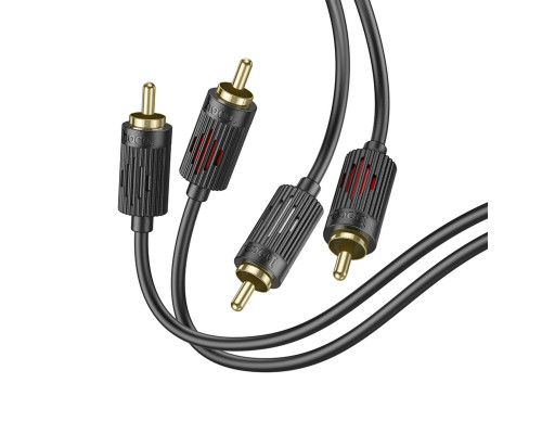 Аудiокабель HOCO UPA29 dual RCA red and white double lotus audio cable Black